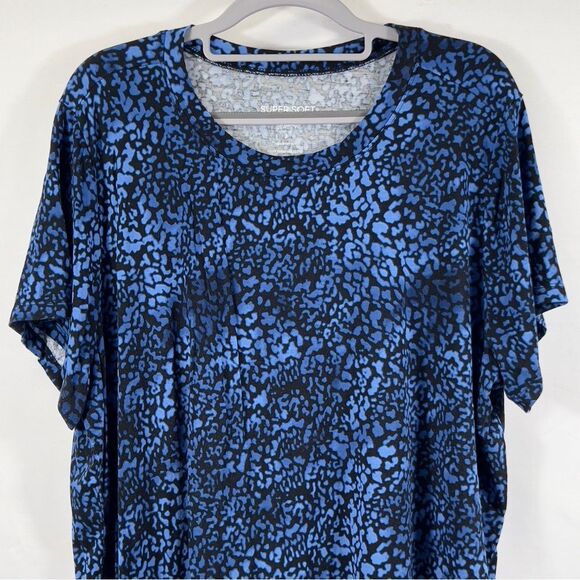 Torrid Super Soft Crew Neck Blue and Black Print Short Sleeve Tee 0663 - Picture 3 of 12